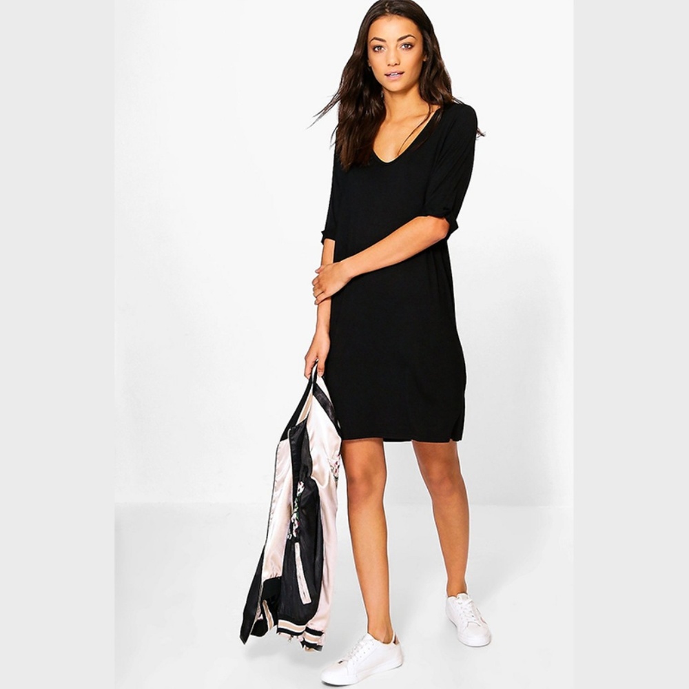 NWT Boohoo Tall Black Oversized T-shirt Dress